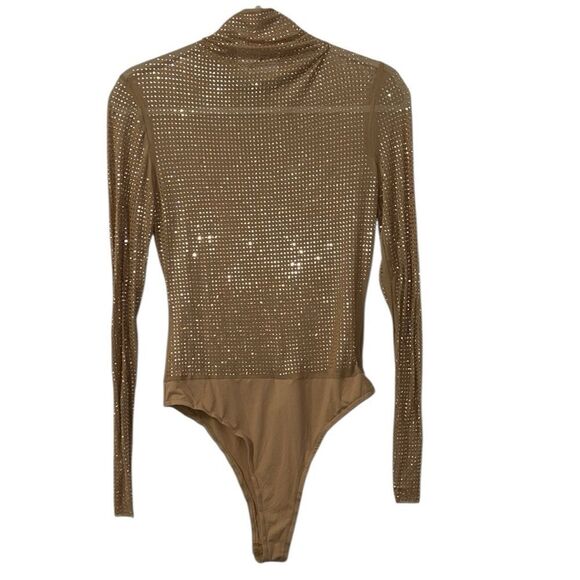 Grey Lab Embellished Tan Turtleneck Mesh Bodysuit(Size Medium) - Picture 5 of 10